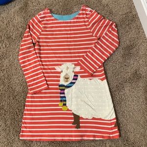 Mini boden size 7-8 girls dress, coral and white striped.